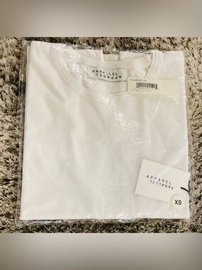 White Luxe Tee With Reflective Double Strips On The Back 🤍
